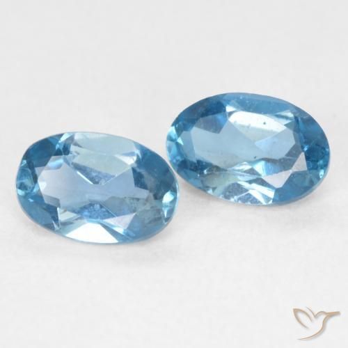 1.06 ctw Blue Topaz Stones, Natural Topaz in Oval Facet Shape for Sale