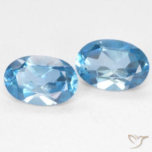 1.16 ctw Blue Topaz Stones, Natural Topaz in Oval Facet Shape for Sale