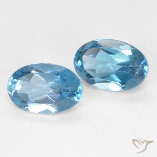 1.14 ctw Blue Topaz Stones, Natural Topaz in Oval Facet Shape for Sale