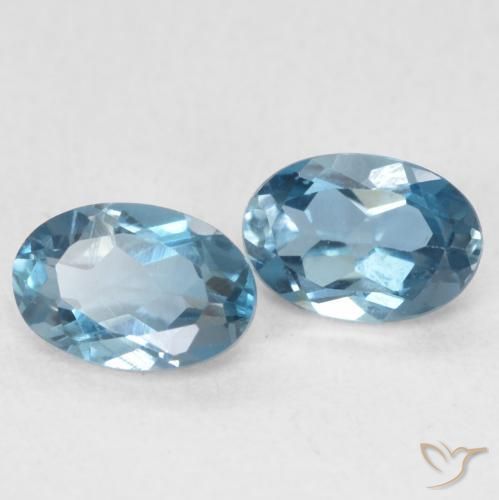 1.15 ctw Blue Topaz Stones, Natural Topaz in Oval Facet Shape for Sale