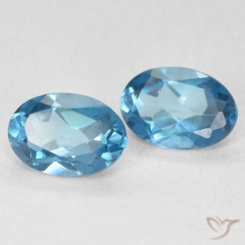 1.18 ctw Blue Topaz Stones, Natural Topaz in Oval Facet Shape for Sale