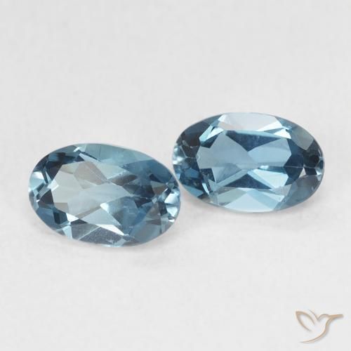 1.22 ctw Blue Topaz Stones, Natural Topaz in Oval Facet Shape for Sale