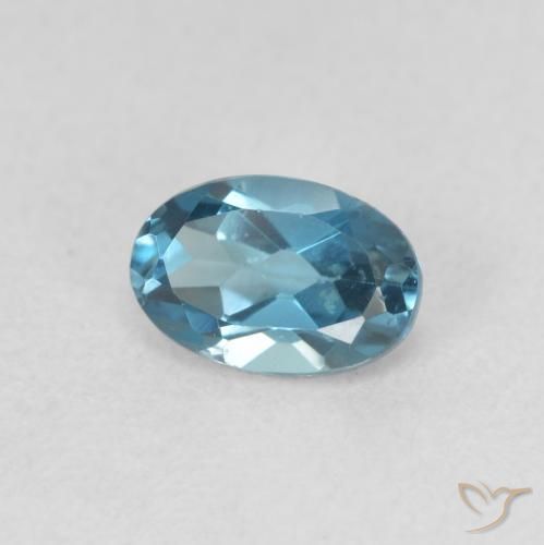0.65 ct Blue Topaz Stone, Natural Topaz in Oval Facet Shape for Sale