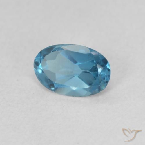 0.56 ct Blue Topaz Stone, Natural Topaz in Oval Facet Shape for Sale