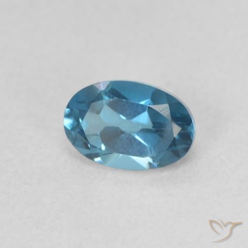 0.63 ct Blue Topaz Stone, Natural Topaz in Oval Facet Shape for Sale
