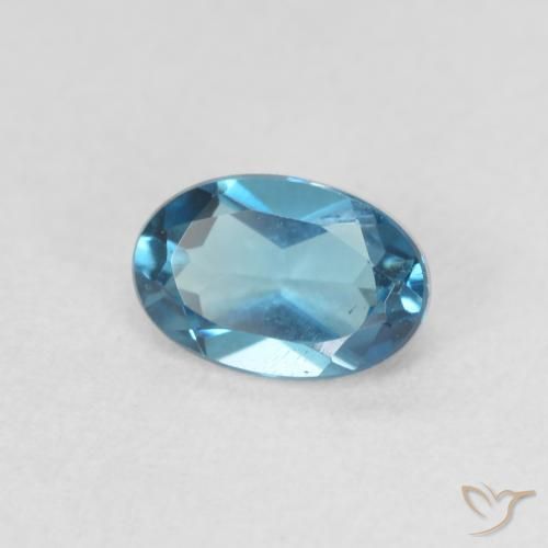 0.64 ct Blue Topaz Stone, Natural Topaz in Oval Facet Shape for Sale