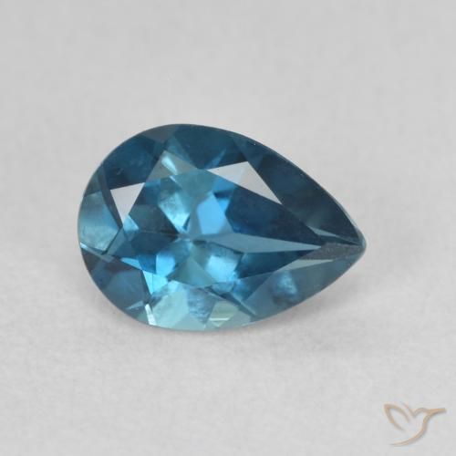 0.80 ct Blue Topaz Stone, Natural Topaz in Pear Facet Shape for Sale