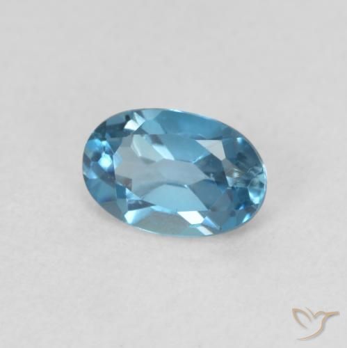 0.67 ct Blue Topaz Stone, Natural Topaz in Oval Facet Shape for Sale