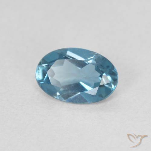 0.54 ct Blue Topaz Stone, Natural Topaz in Oval Facet Shape for Sale