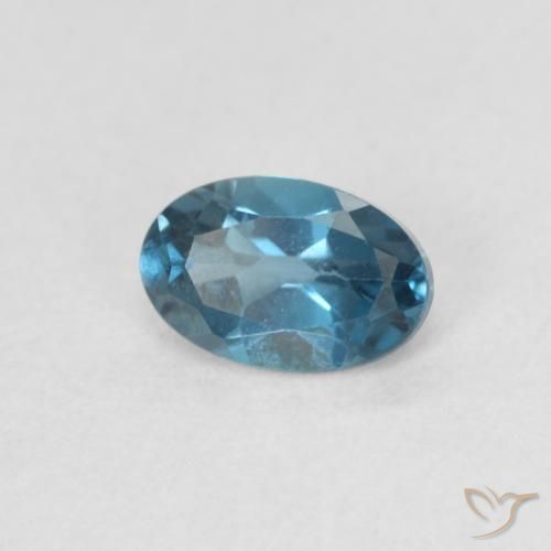 0.58 ct Blue Topaz Stone, Natural Topaz in Oval Facet Shape for Sale