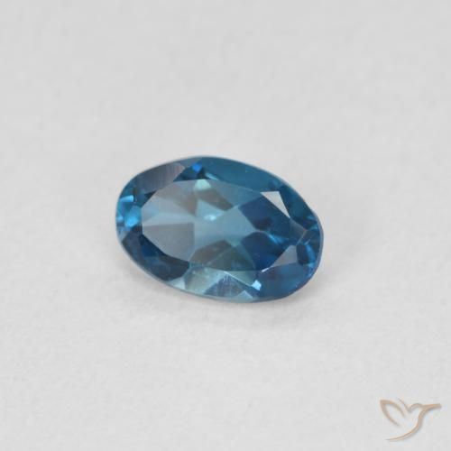 0.52 ct Blue Topaz Stone, Natural Topaz in Oval Facet Shape for Sale