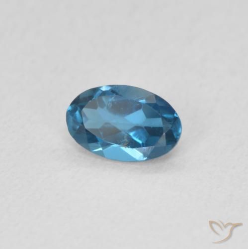 0.53 ct Blue Topaz Stone, Natural Topaz in Oval Facet Shape for Sale