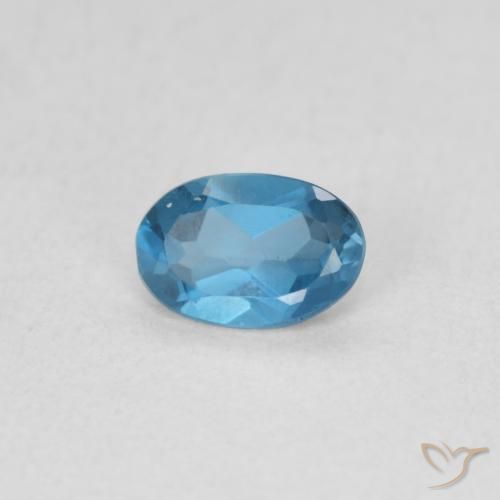 0.51 ct Blue Topaz Stone, Natural Topaz in Oval Facet Shape for Sale