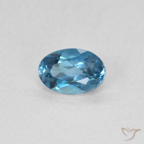 0.65 ct Blue Topaz Stone, Natural Topaz in Oval Facet Shape for Sale