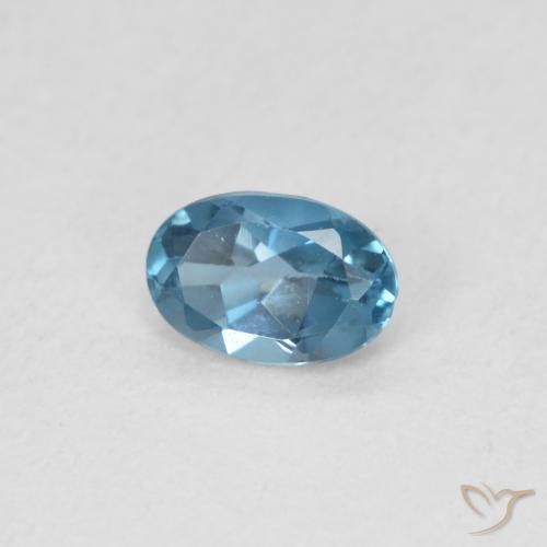 0.56 ct Blue Topaz Stone, Natural Topaz in Oval Facet Shape for Sale