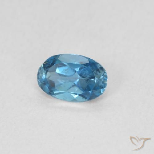 0.58 ct Blue Topaz Stone, Natural Topaz in Oval Facet Shape for Sale
