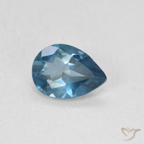 0.75 ct Blue Topaz Stone, Natural Topaz in Pear Facet Shape for Sale
