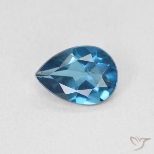 0.74 ct Blue Topaz Stone, Natural Topaz in Pear Facet Shape for Sale