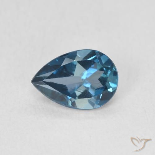 0.86ct Natural London Blue Topaz, Pear Shape, VS, Photo A