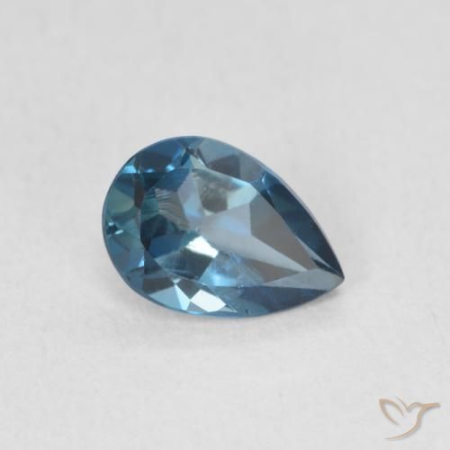 0.86 ct Blue Topaz Stone, Natural Topaz in Pear Facet Shape for Sale