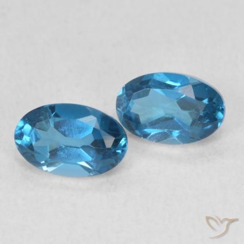 1.13 ctw Blue Topaz Stones, Natural Topaz in Oval Facet Shape for Sale