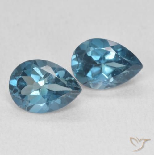 1.76 ctw Blue Topaz Stones, Natural Topaz in Pear Facet Shape for Sale
