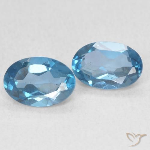 1.15 ctw Blue Topaz Stones, Natural Topaz in Oval Facet Shape for Sale