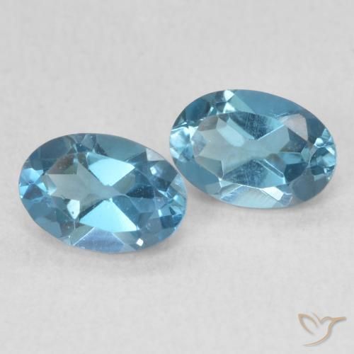 1.31 ctw Blue Topaz Stones, Natural Topaz in Oval Facet Shape for Sale
