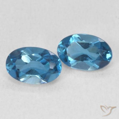 1.12 ctw Blue Topaz Stones, Natural Topaz in Oval Facet Shape for Sale