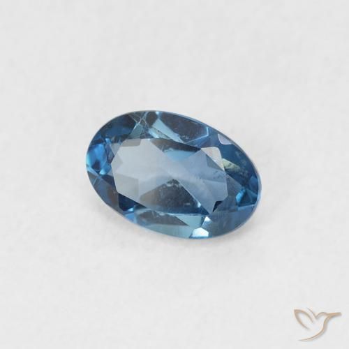 0.60 ct Blue Topaz Stone, Natural Topaz in Oval Facet Shape for Sale