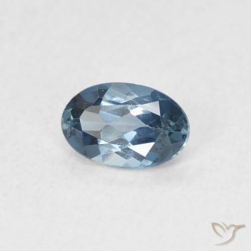 0.58 ct Blue Topaz Stone, Natural Topaz in Oval Facet Shape for Sale