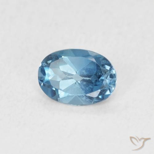 0.53 ct Blue Topaz Stone, Natural Topaz in Oval Facet Shape for Sale