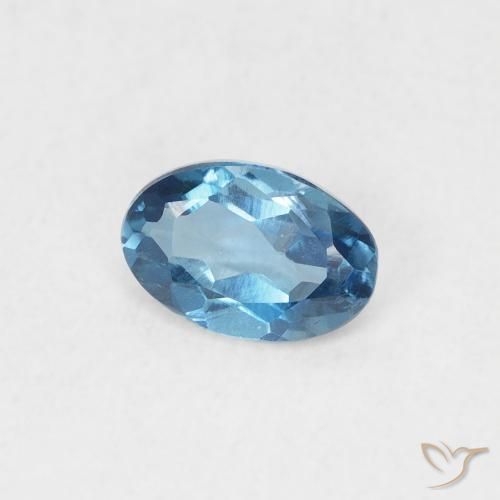 0.56 ct Blue Topaz Stone, Natural Topaz in Oval Facet Shape for Sale