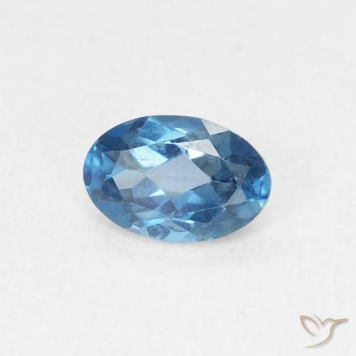 0.55 ct Blue Topaz Stone, Natural Topaz in Oval Facet Shape for Sale