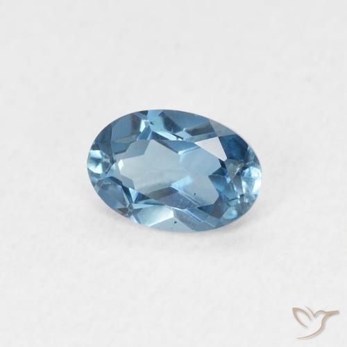 0.56 ct Blue Topaz Stone, Natural Topaz in Oval Facet Shape for Sale
