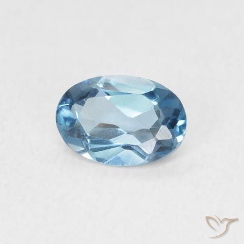 0.52 ct Blue Topaz Stone, Natural Topaz in Oval Facet Shape for Sale