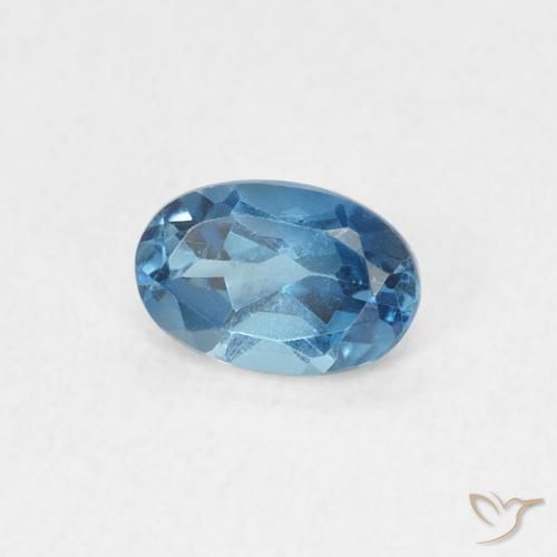 0.60 ct Blue Topaz Stone, Natural Topaz in Oval Facet Shape for Sale