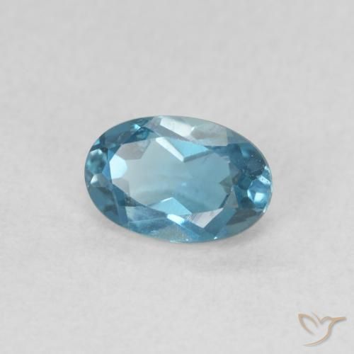 0.61 ct Blue Topaz Stone, Natural Topaz in Oval Facet Shape for Sale