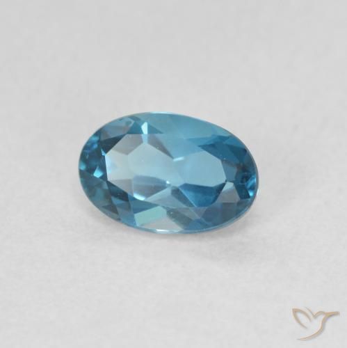 0.57 ct Blue Topaz Stone, Natural Topaz in Oval Facet Shape for Sale
