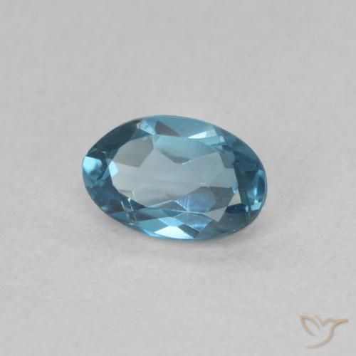 0.53 ct Blue Topaz Stone, Natural Topaz in Oval Facet Shape for Sale