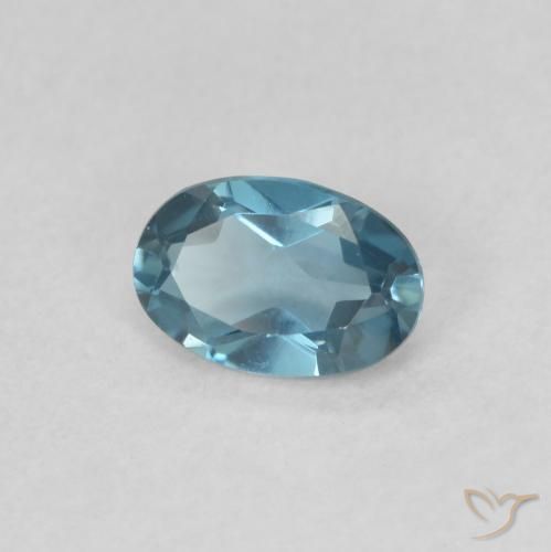 0.51 ct Blue Topaz Stone, Natural Topaz in Oval Facet Shape for Sale