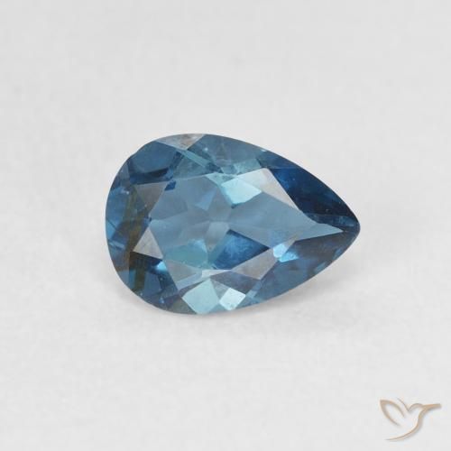 0.85 ct Blue Topaz Stone, Natural Topaz in Pear Facet Shape for Sale