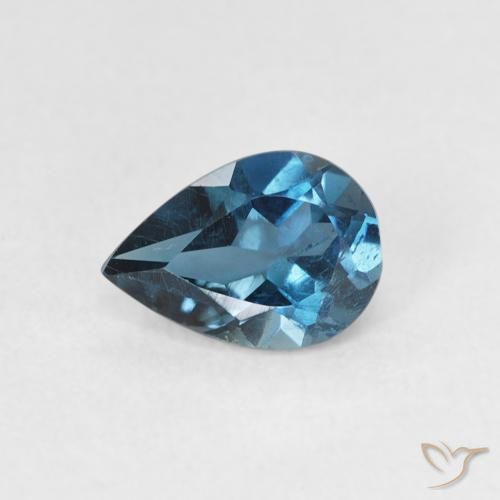 0.79ct Natural London Blue Topaz, Pear Shape, VS