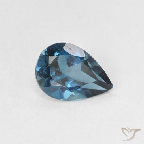 0.79 ct Blue Topaz Stone, Natural Topaz in Pear Facet Shape for Sale
