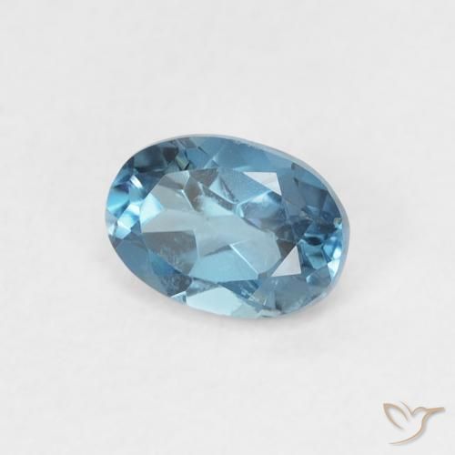 0.55 ct Blue Topaz Stone, Natural Topaz in Oval Facet Shape for Sale