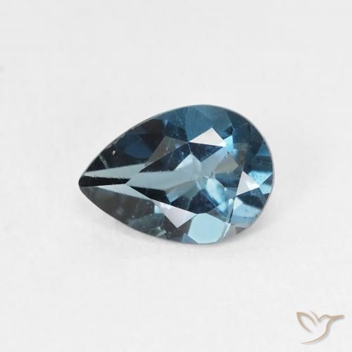 0.78ct Natural London Blue Topaz, Pear Shape, VS