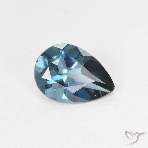 0.78 ct Blue Topaz Stone, Natural Topaz in Pear Facet Shape for Sale