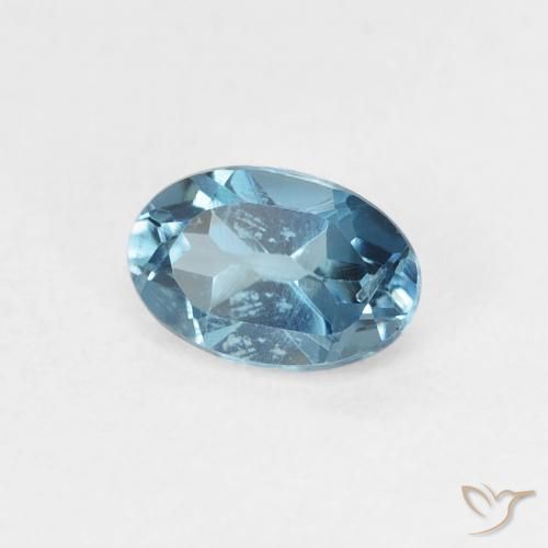 0.65 ct Blue Topaz Stone, Natural Topaz in Oval Facet Shape for Sale