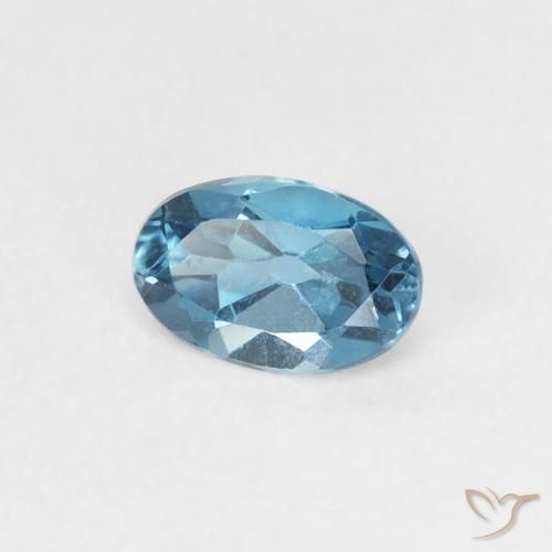 0.53 ct Blue Topaz Stone, Natural Topaz in Oval Facet Shape for Sale
