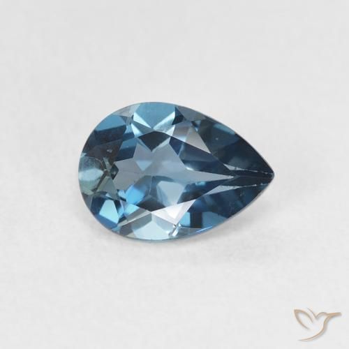 0.89 ct Blue Topaz Stone, Natural Topaz in Pear Facet Shape for Sale